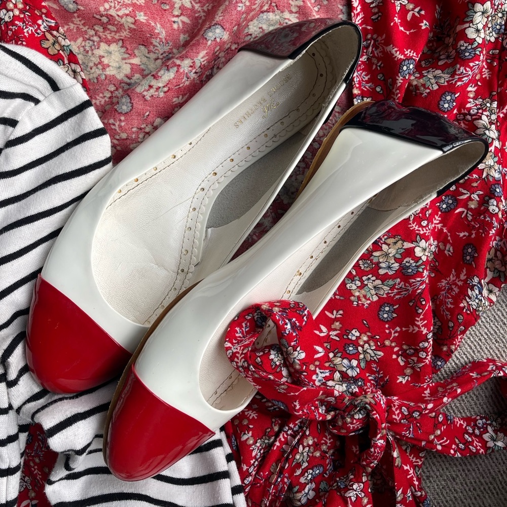 Brooks Brothers Women’s Red White Navy Leather Ballet Flats Size US 7